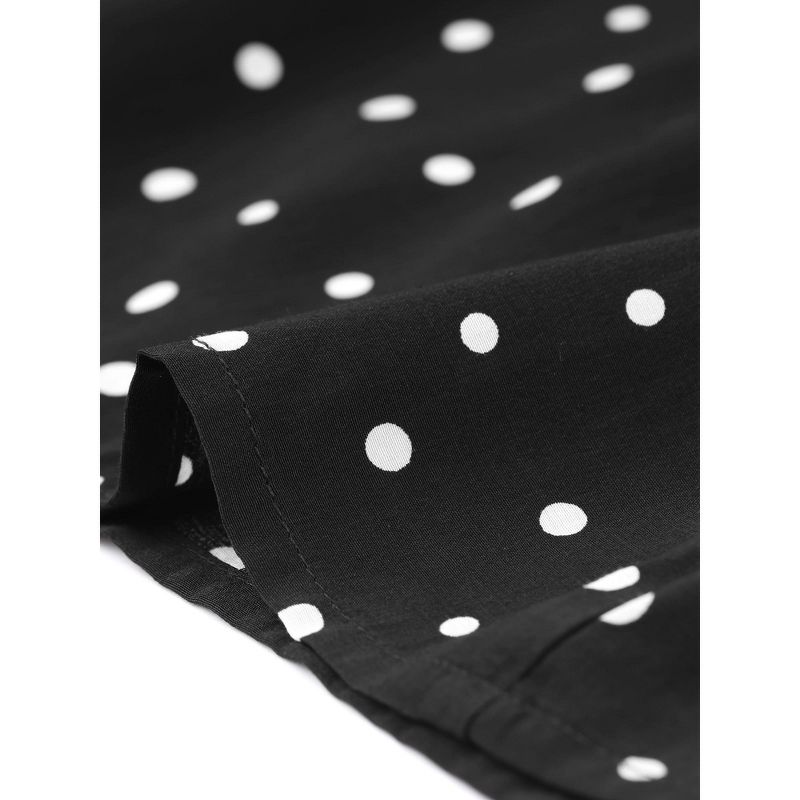 Allegra K Women's Polka Dots Lapel Collar 3/4 Sleeve Tie Knot Office Work Button Down Shirt, 5 of 6