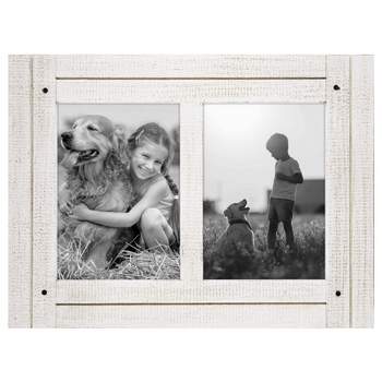 Americanflat 16x20 Rustic Picture Frame in White with Textured Wood and Plexiglass - Horizontal and Vertical Formats for Wall