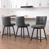 Bekrvio 26" Swivel Counter Height Bar Stools Set of 2,Modern Faux Leather Upholstered with Back,Counter Stool Chairs for Kitchen Island - 2 of 4