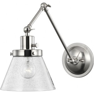 Progress Lighting Hinton 1-Light Swing Arm Wall Bracket, Brushed Nickel, Seeded Glass Shade - 1 of 4