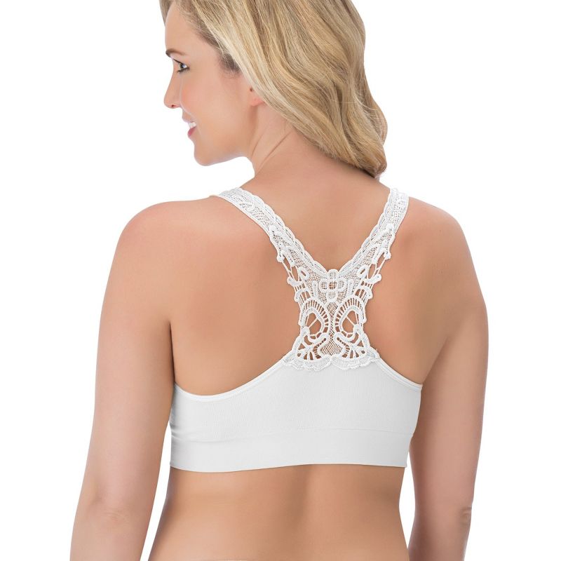 Collections Etc Seamless Lace Butterfly Racerback Bra - Soft Nylon with Slip-On Design, 3 of 4