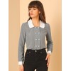 Allegra K Women's Contrast Peter Pan Collar Blouse Gingham Long Sleeve Button Front Shirt - 2 of 4
