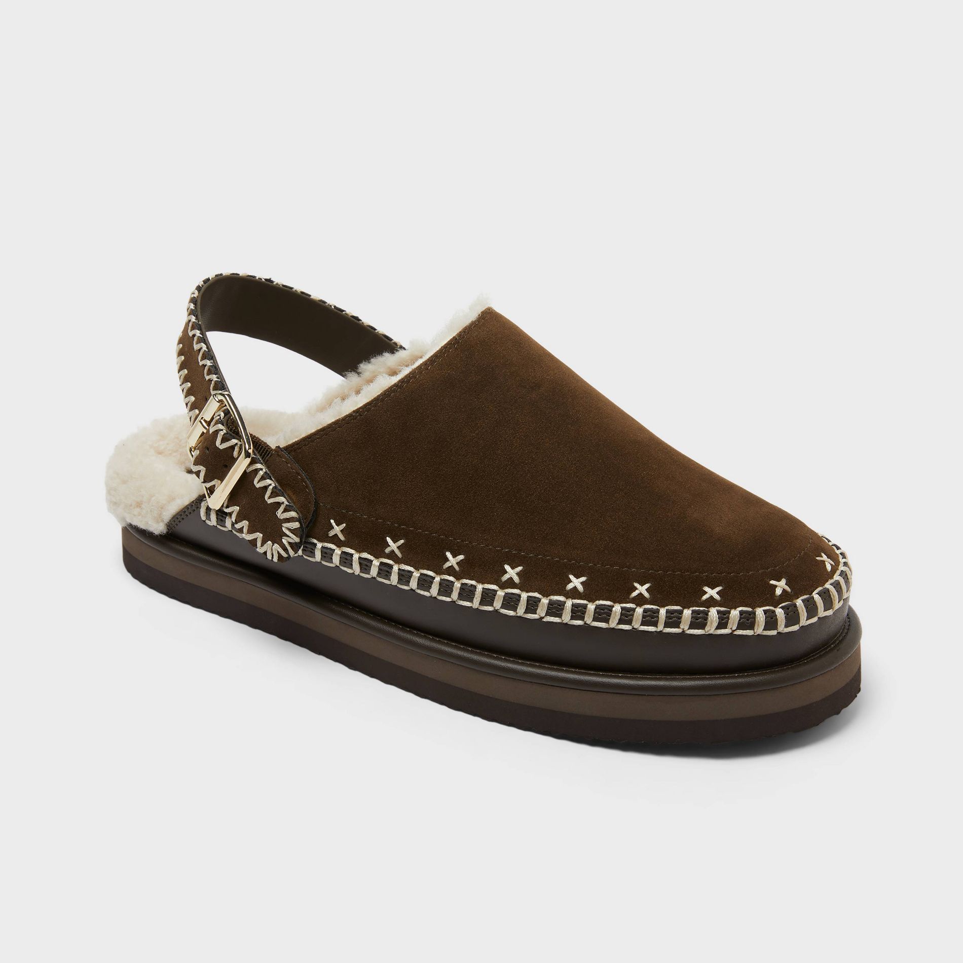 Women's Evette Reversible Strap Mule Slippers - Universal Thread™ Chocolate 9