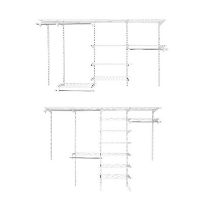 Rubbermaid 2062104 FastTrack 4 to 8 Foot and 6 to 10 Foot Wide Wire Closet Configuration Storage Bundle, White