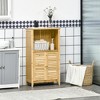 HOMCOM Bamboo Floor Cabinet Bathroom Floor Cabinet Living Room Organizer Tower with Multiple Shelves and Doors, Natural - 3 of 4