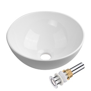 Yescom 12" Vessel Sink Above Counter Washing Basin Bathroom Porcelain Sink with Drain Counter Top - 1 of 4