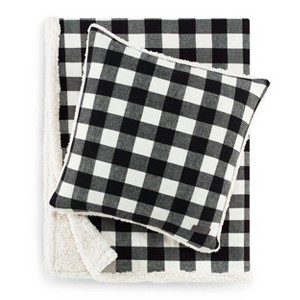 50"x60" Cabin Plaid Throw Blanket with Square Throw Pillow Set- Eddie Bauer - 1 of 4