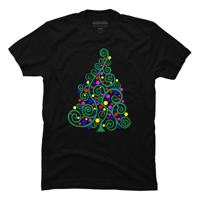 Men's Design By Humans Doodle Christmas Tree By DesignsbyDarrin T-Shirt