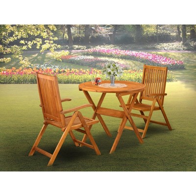 Natural Oil Finish Acacia Wood Round Folding Bistro Table