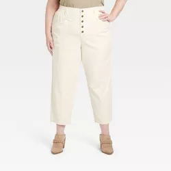 Women's Plus Size Mid-Rise Tapered Fit Cargo Pants - Knox Rose™ White 4X