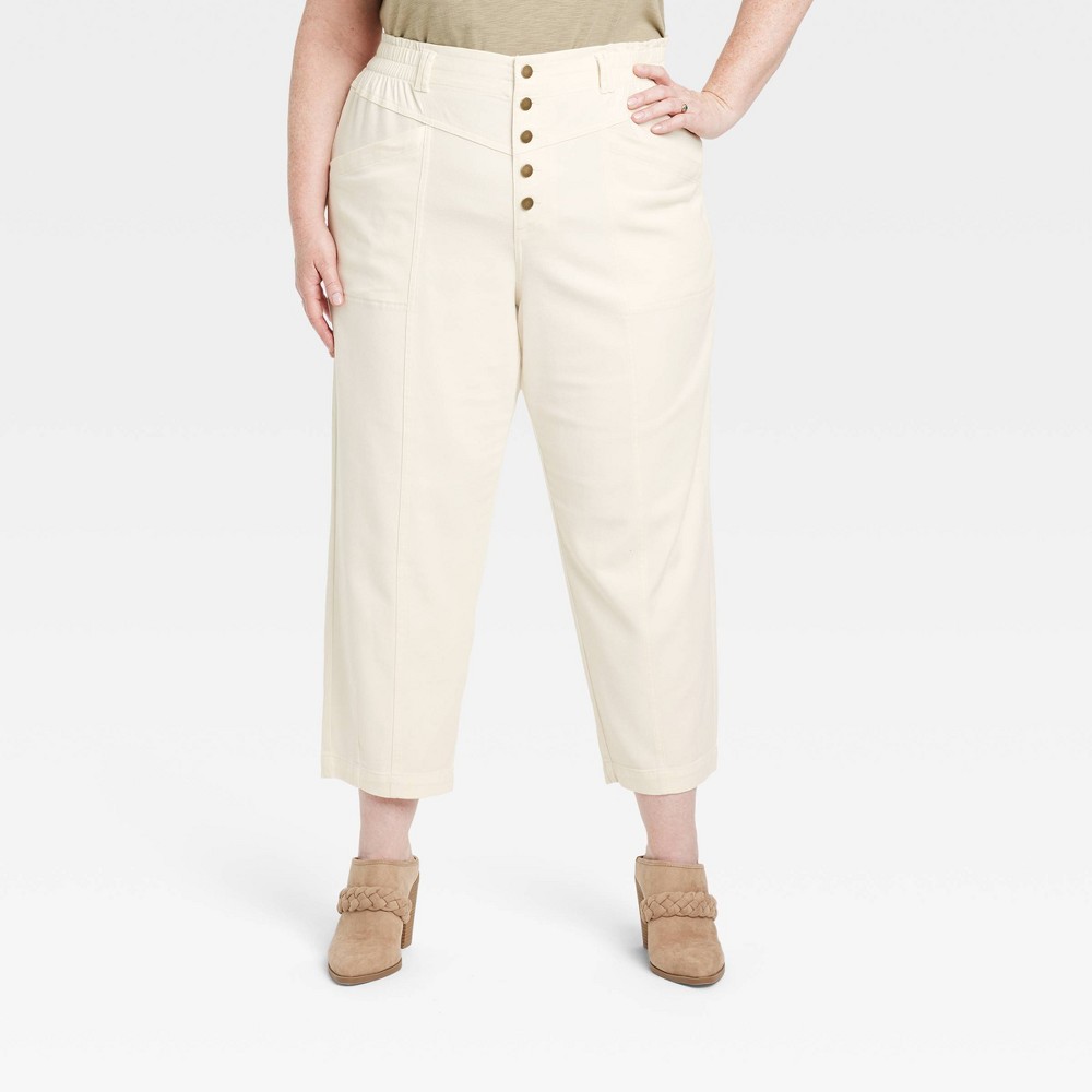 Women's Mid-Rise Tapered Fit Cargo Pants - Knox Rose™ White 1X