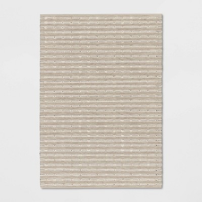 HomeRoots 5 X 8 Rag Olefin Beige Indoor Stripe Area Rug in the