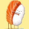 Men's Design By Humans Sushi Hug By andremullerdko T-Shirt - 2 of 3