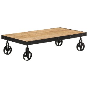 vidaXL Coffee Table with Wheels Solid Mango Wood 39.4 in.x21.7 in.x10.2 in. - 1 of 4