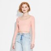 Women's Long Sleeve Lace Trim Open Back Top - Wild Fable™ - 2 of 4