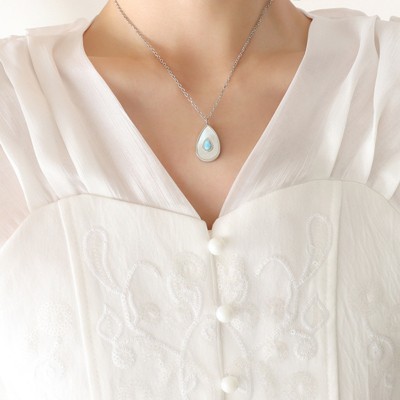 Clotth Minimalist Water-Drop Shell Pendant Necklace – White Seashell & Abalone Inlay, Ins-Style Choker for Women