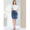 INSPIRE CHIC Women's Basic Distressed High Waist Ripped Hem Washed Jeans Skirt - 3 of 4