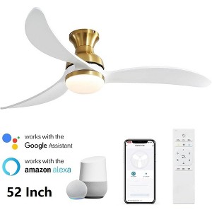 52 Inch Low Profile Indoor Ceiling Fan with Light and Remote/APP Control, Dimmable tri-Color Temperatures LED Quiet Reversible Motor - 1 of 4