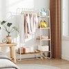 Tangkula Free-Standing Metal Garment Clothing Rack with Hanging Rod 5 Wooden Shelves Adjustable Foot Pads Natural+White/ Rustic Brown+Black - 3 of 4