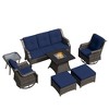 UPTION 7-Person Seating Group With Fire Pit And Ottoman - 3 of 4