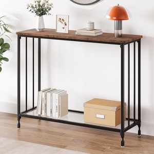 Acekool Narrow Entryway Console Table,  Industrial Sofa Table with Storage Shelf, for Hallway, Living Room, Office - 1 of 4