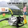 VEVOR Shallow Well Pump, 1.5 HP 115V, 1200 GPH 164 ft Height, 87 psi Max Pressure, Portable Stainless Steel Sprinkler Booster Jet Pumps, Black - 3 of 4