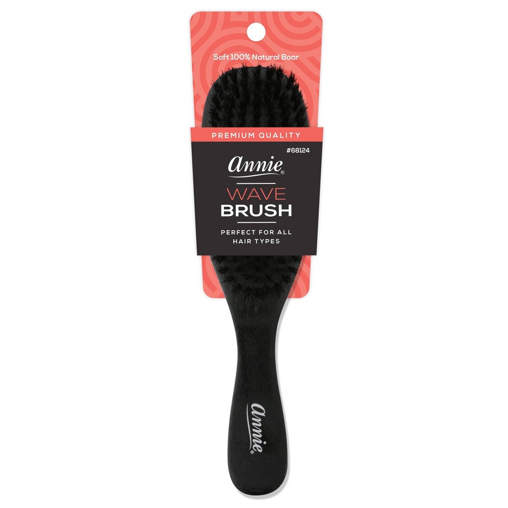 Photos - Hair Dryer Annie International Soft Wave Black Boar Bristle Hair Brush - 4.8"