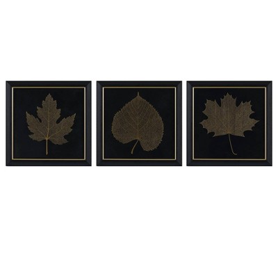 Martha Stewart: 13.75" Gilded Trio Leaf Art, Lily Pond Collection, 3-Piece Wall Set