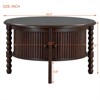 RISOKEYS 30.3" Vintage Round Coffee Table - Mid Century Modern Cocktail Table with Sliding Door and Slatted Design for Small Space - 3 of 4