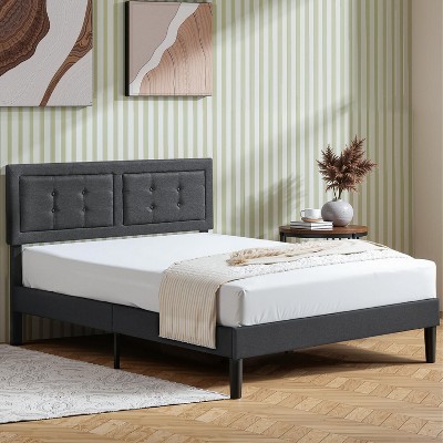 VECELO Twin/Full/Queen Size Upholstered Bed Frame Button Tufted Adjustable Headboard