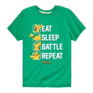 Boys' - Pokémon - Eat Sleep Battle Repeat Short Sleeve Graphic T-Shirt - 1 of 4
