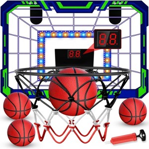 Over The Door Mini Basketball Hoop with LED Scoreboard Lights Sound 4 Balls Kids Indoor Toy Ages 3-12 - 1 of 4