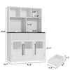 60'' Kitchen Pantry Cabinet, Tall Kitchen Pantry with Glass Doors, Kitchen Storage Cabinet with Drawers Coffee Bar Table - 2 of 4