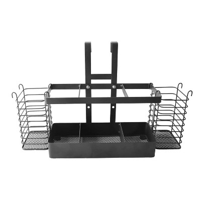 LunaLulinlk Tool Organizer, 3-in-1 Hair Dryer Holder Metal Bathroom Organizer Wall Mount Cabinet Door for Hair Dryer, Curling Iron, Makeup, Black