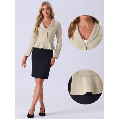 INSPIRE CHIC Women's Vintage Shawl Collar Long Sleeve Ruffle Hem Work Short Blazer X-Small Black — фото 2