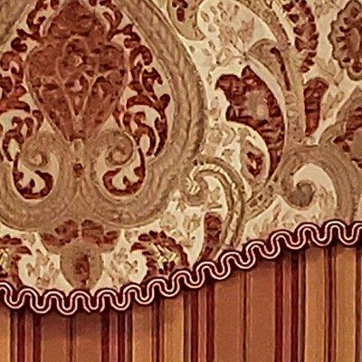 Gold and Bronze Chenille Damask Rod Pocket Valance