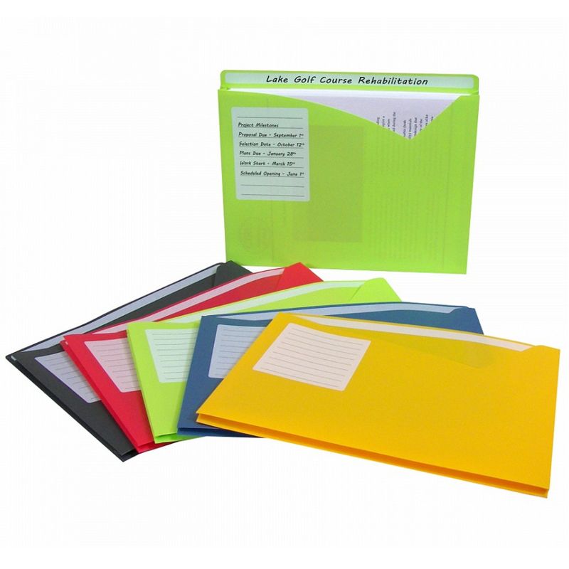 C-Line® Write-On Poly File Jackets, Assorted Colors, 11" x 8-1/2", 10 Per Pack, 2 Packs, 4 of 5