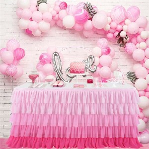 6ft Tulle Table Skirt Handmade Colorful Thread Ribbon Table Skirts Table Decoration - 1 of 4