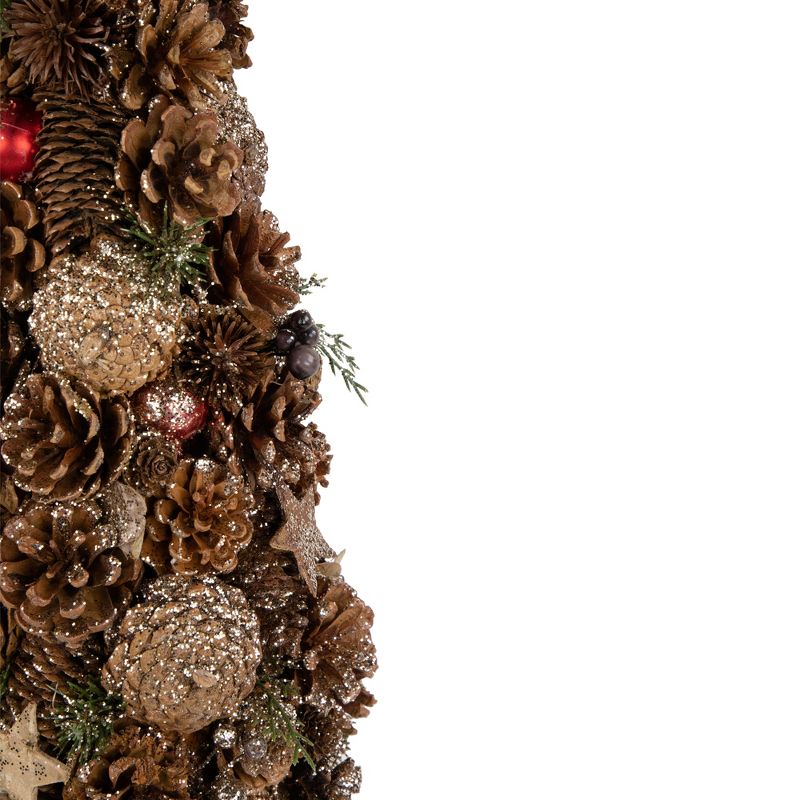 Northlight 17" Pinecone and Berry Christmas Cone Tree Tabletop Decoration, 3 of 4