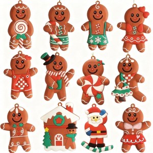 Gingerbread Man Ornament Set of 12 – Colorful, Playful Decor for Christmas Trees & Festive Displays - 1 of 4