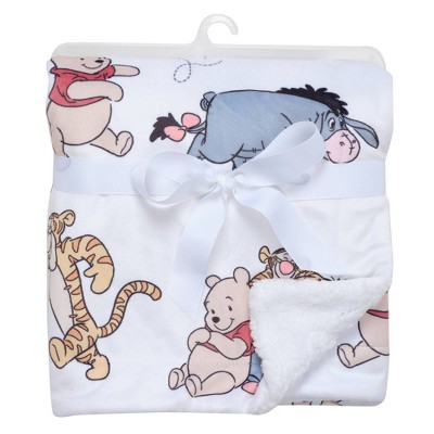 White Fleece Baby Swaddle Blanket with Faux Shearling Back