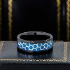 Jewelry Avalanche 8mm Beveled Black IP Honeycomb & Opal Inlay Tungsten Carbide Mens Wedding Band - 3 of 4