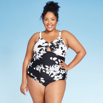black floral one piece swimsuit