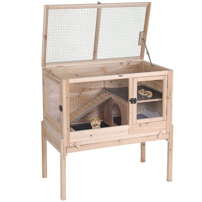 Aivituvin Wooden Hamster Cage| Anti-Chew Design|Easy-Clean PVC Layer-AIR53-DG/WZ/OC