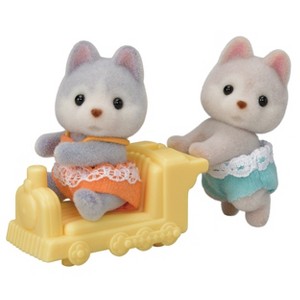 Calico Critters Husky Twins, Set of 2 Collectible Doll Figures with Vehicle Accessory - 1 of 4