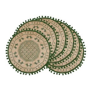 REGALWOVEN Round Farmhouse Placemats Set of 6 Placemats for Dining Table Decor Indoor Outdoor Washable Kitchen Table Mat Wipe Clean - 1 of 4