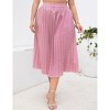 Plus Size Pleated Skirt Women's Plus Size Skirt Elastic Waist Boho Skirts Plus Size Midi Skirts for Curvy Women with Pockets (Black&White,2XL) - 4 of 4