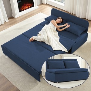 Mjkone Full/Queen Size Sofa Bed, 2 in 1 Convertible Linen Loveseat Sleeper Sofa Couch with Cushions - 1 of 4