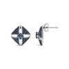 Haus of Brilliance Silver 1.0 Cttw Blue Diamond Studded Rhombus Stud Earring - 3 of 4