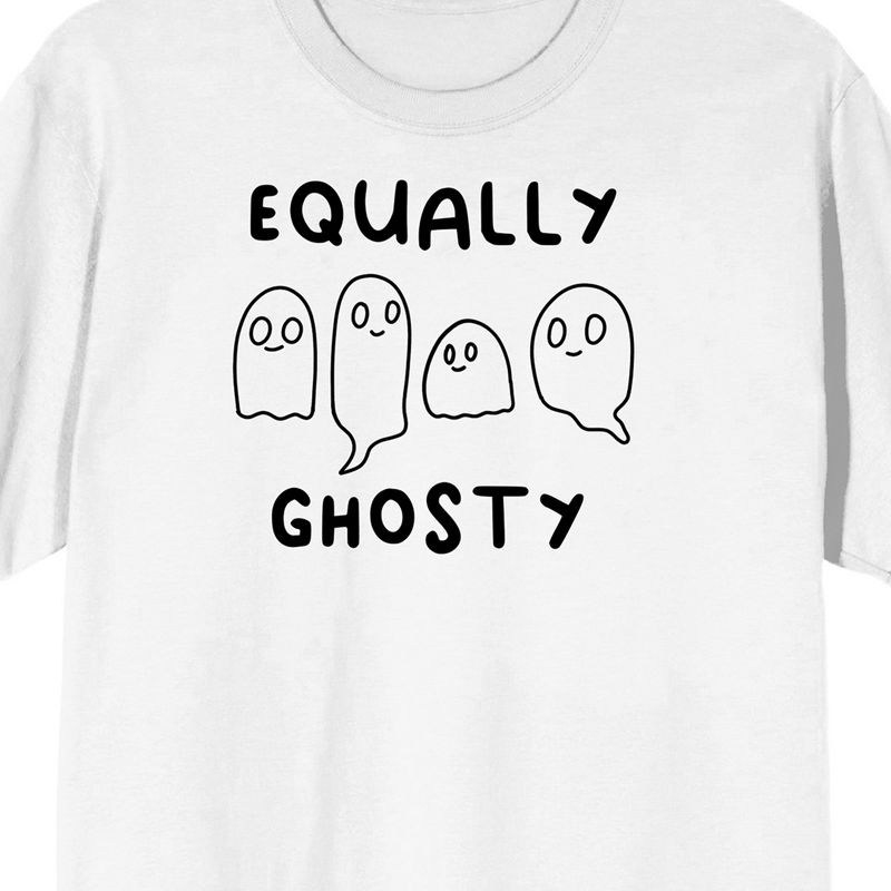 Halloween Cartoon Ghosts "Equally Ghosty" Men's White Graphic Tee, 2 of 4